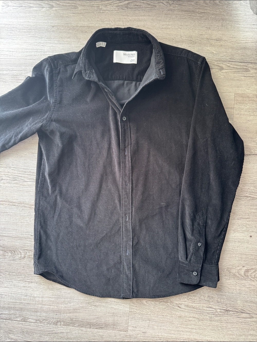 Selected Homme Black Corduroy Lightweight Shirt Jacket